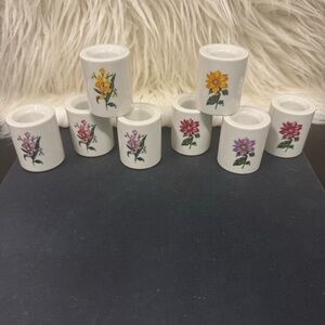Set of 8 Vtg Porcelain Floral Candle Holders Cottagecore Party Centerpiece Boho